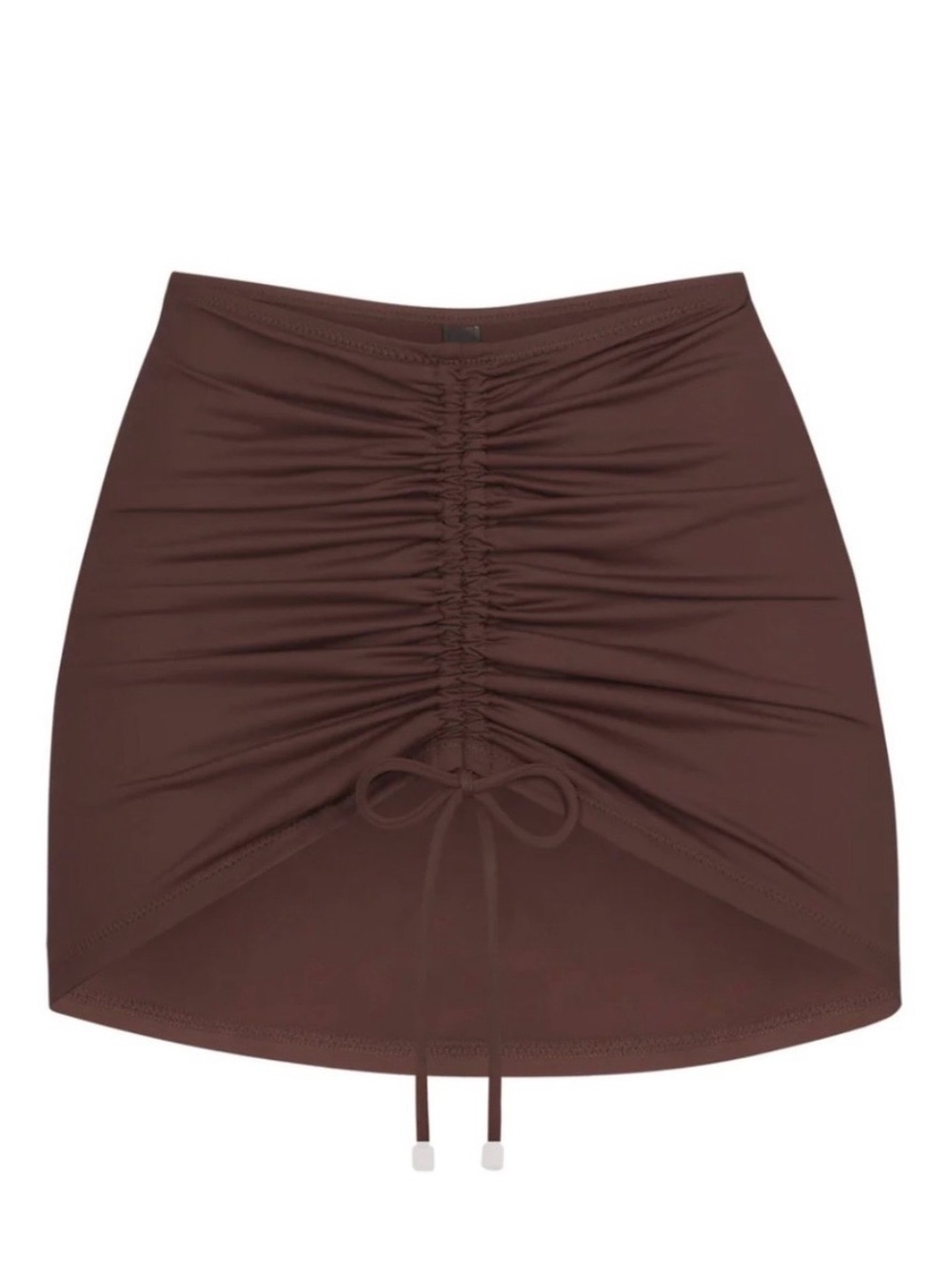 SKIMS Signature Swim Ruched Mini Skirt in Cocoa